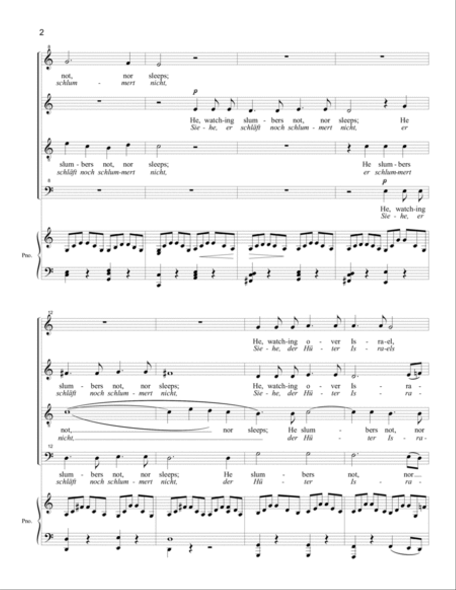 He, Watching over Israel (SATB - key of C) 4-Part scores gallery preview page 2