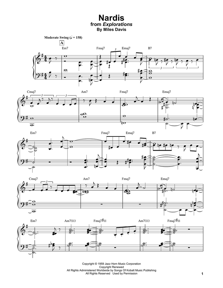 Nardis Piano Solo scores gallery preview page 1