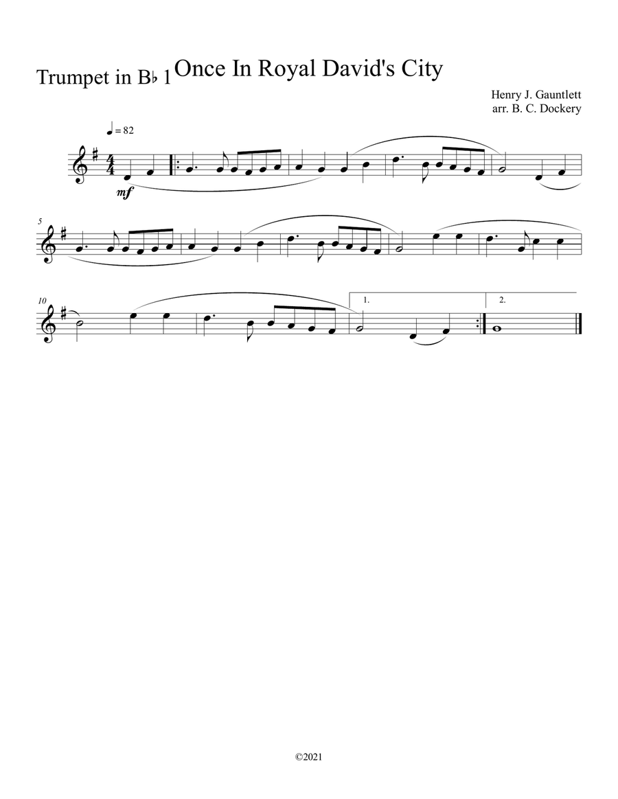 Once in Royal David's City (Trumpet Duet with Piano Accompaniment) Trumpet Duet scores gallery preview page 3