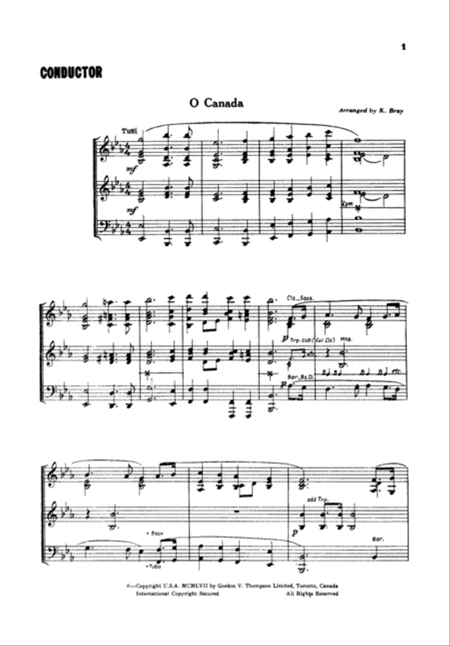 O Canada / God Save the Queen / Star-Spangled Banner: Score Concert Band scores gallery preview page 1