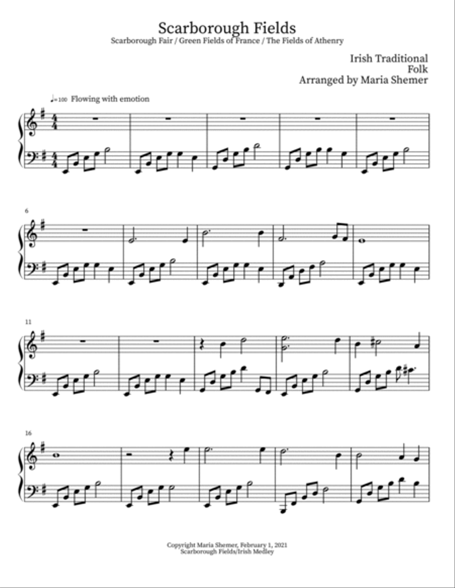 Scarborough Fields Scarborough Fields Piano Solo scores gallery preview page 1