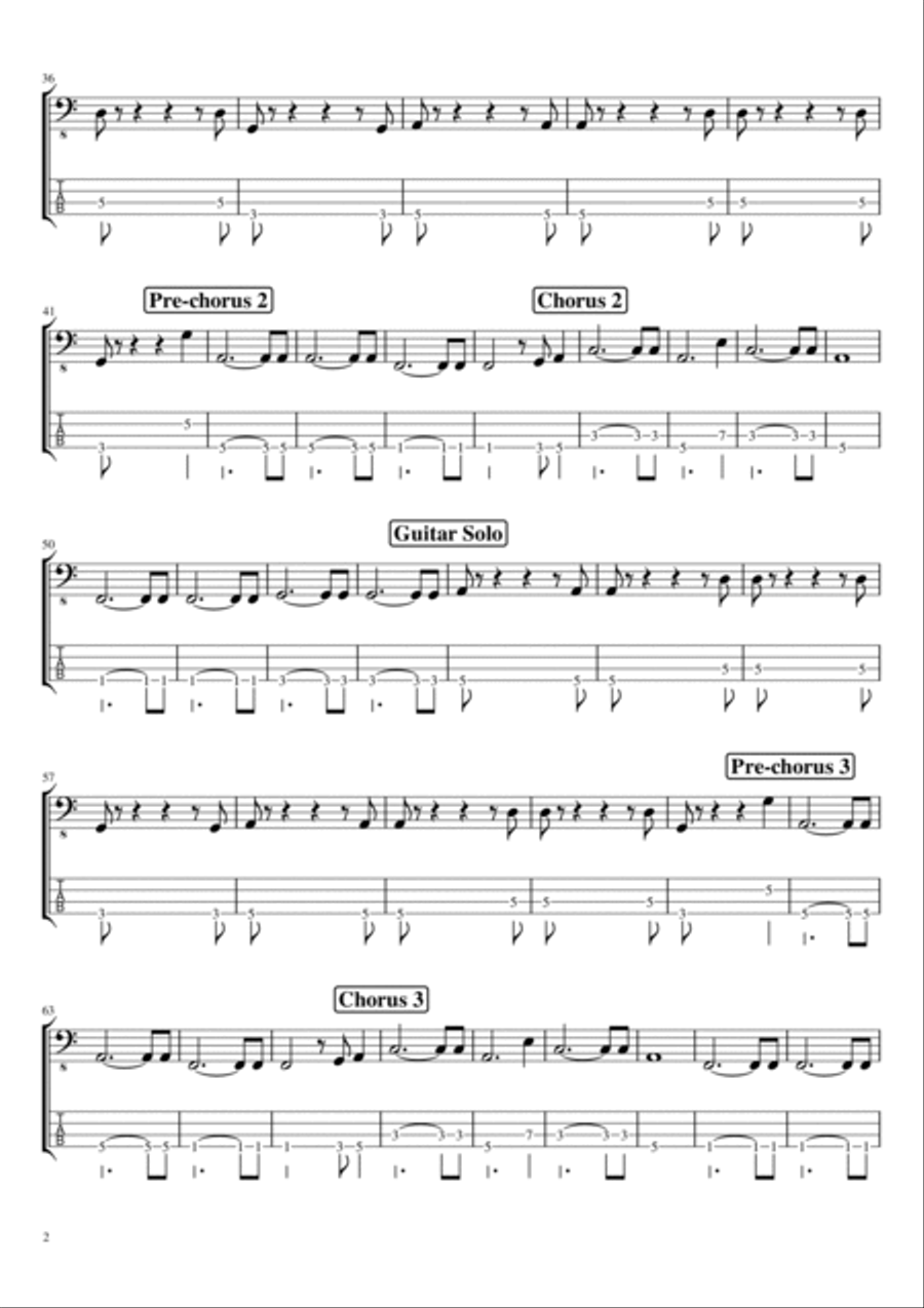 You Got Lucky Guitar Tablature scores gallery preview page 2