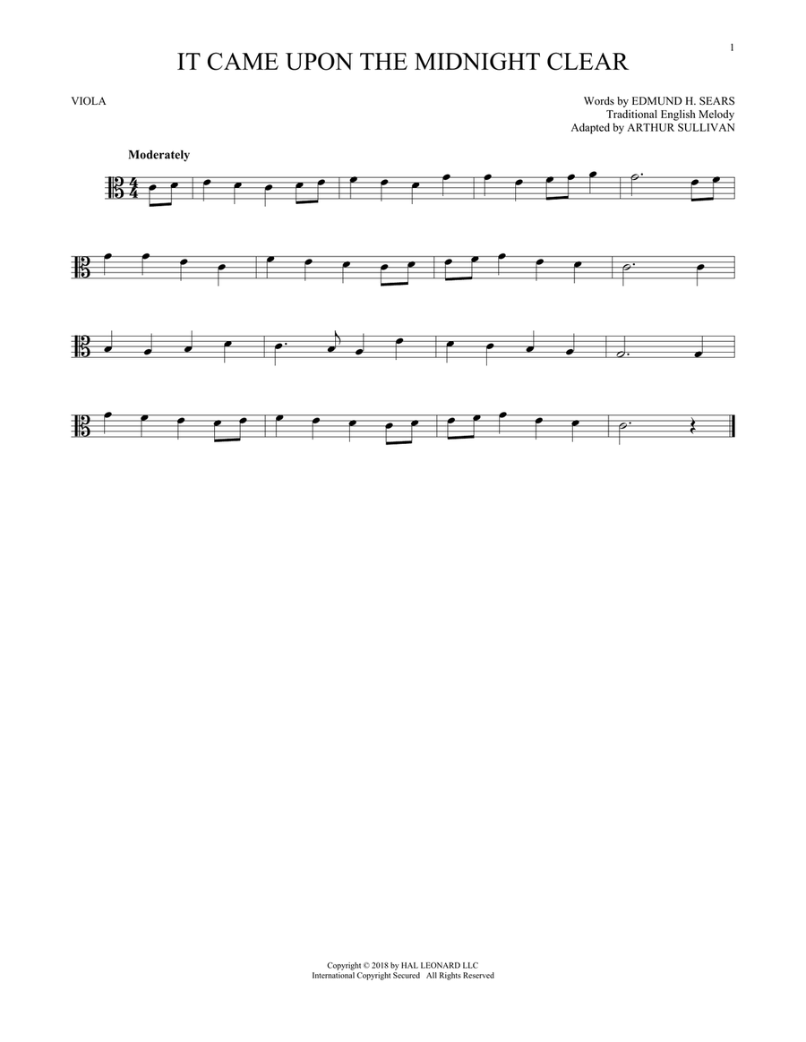It Came Upon The Midnight Clear Viola Solo scores gallery preview page 1