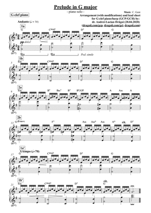 Gent (C.) - Prelude in G major - arr. (with modifications) and lead sheet for G-clef piano/harp (GCP