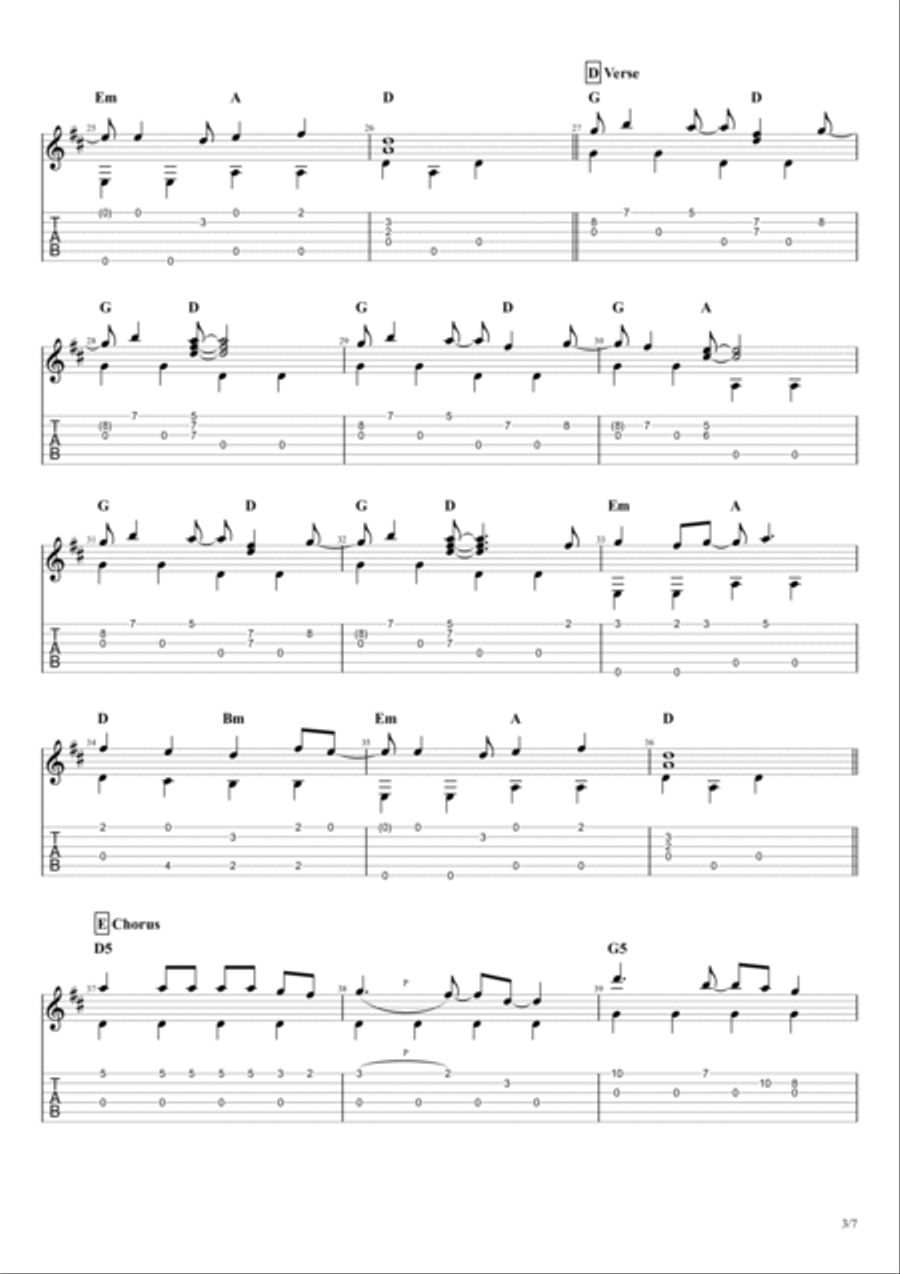 Moonshadow Guitar Tablature scores gallery preview page 4