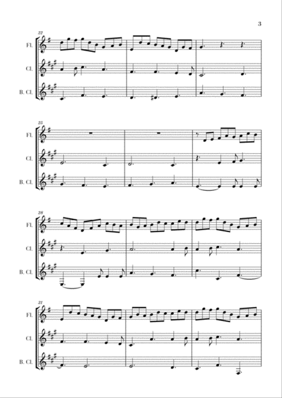 Bach - Jesu, Joy of Man's Desiring for Flute, Clarinet and Bass Clarinet Woodwind Trio scores gallery preview page 3