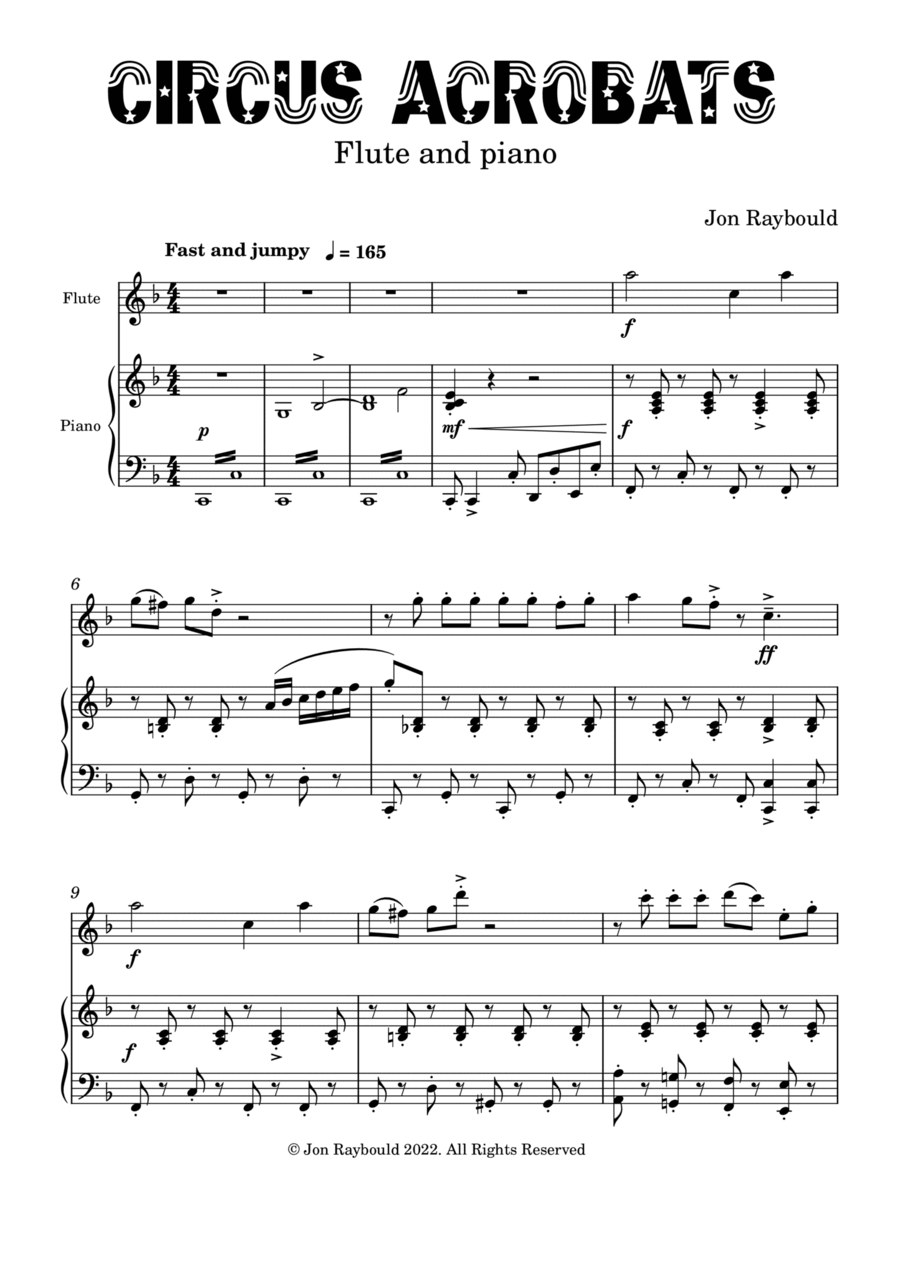 Circus Acrobats Flute Solo scores gallery preview page 1