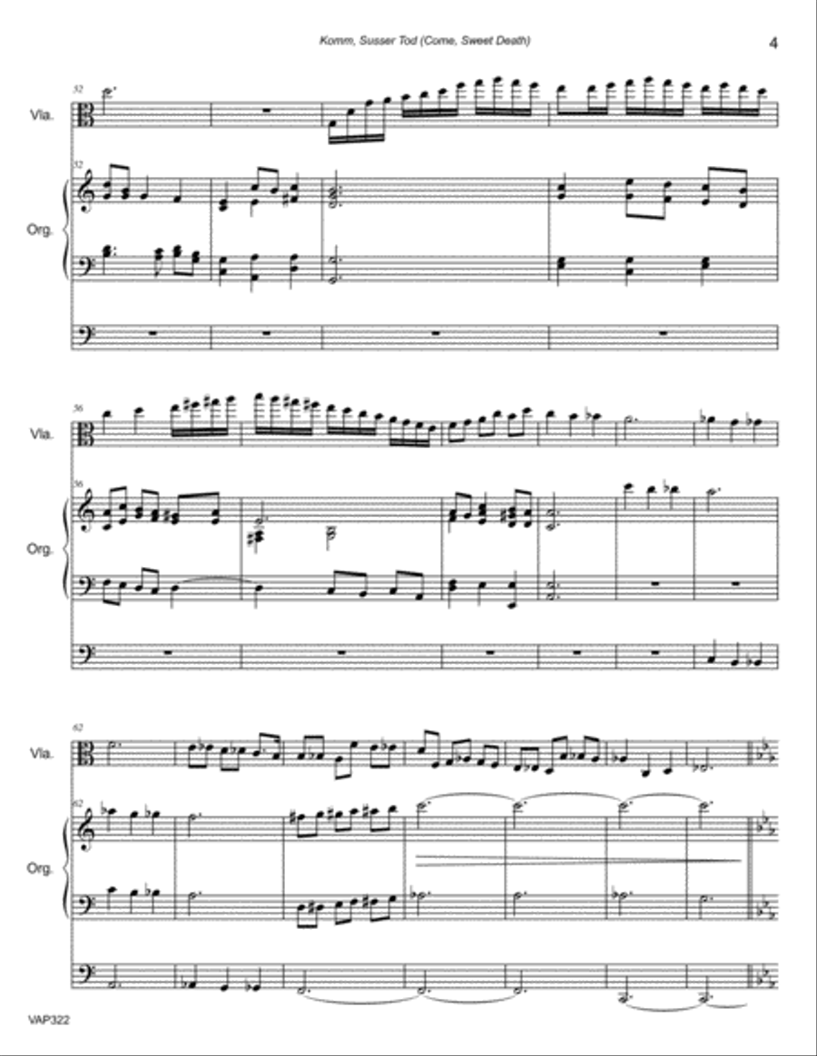 KOMM, SUSSER TOD (J.S. Bach BWV478) - VIOLA SOLO with Organ Accompaniment String Duet scores gallery preview page 4