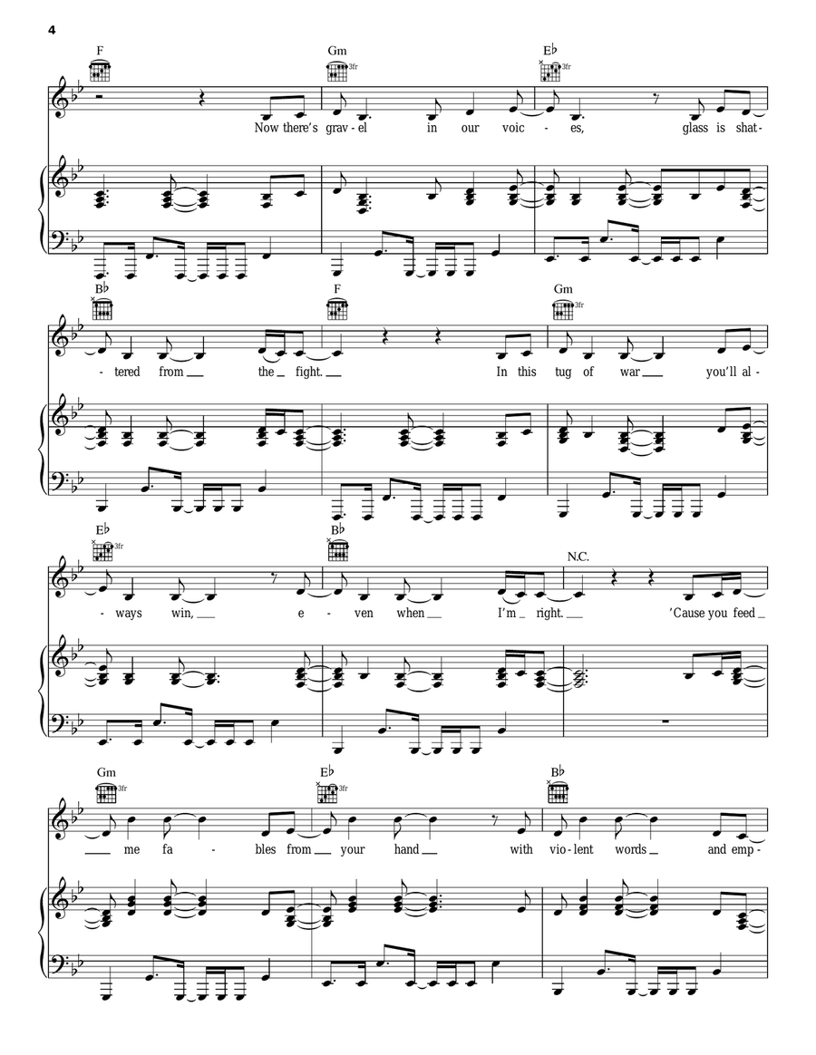 Love The Way You Lie, Pt. 2 Piano, Vocal, Guitar scores gallery preview page 4
