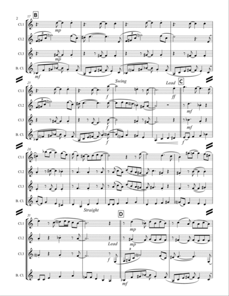 A Night In Tunisia Clarinet Quartet scores gallery preview page 3