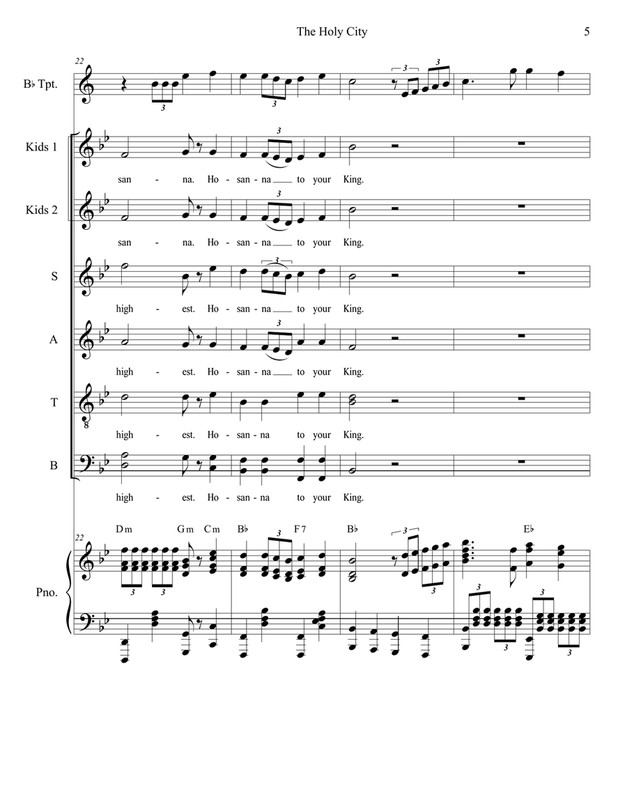 The Holy City (Solo and SATB) 4-Part scores gallery preview page 5