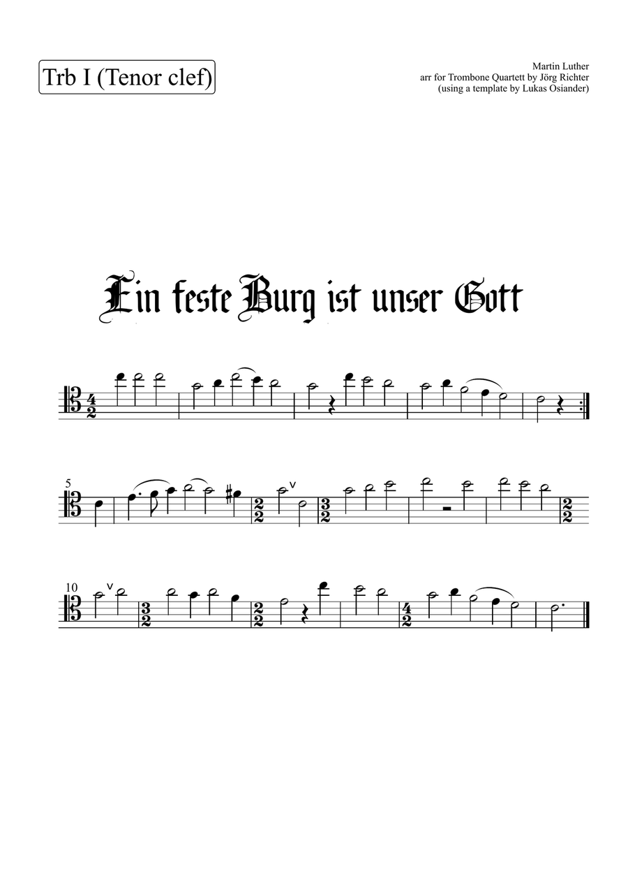 Ein feste Burg ist unser Gott für Posaunenquartett Trombone scores gallery preview page 4