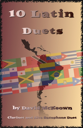Book cover for 10 Latin Duets, for Clarinet and Alto Saxophone