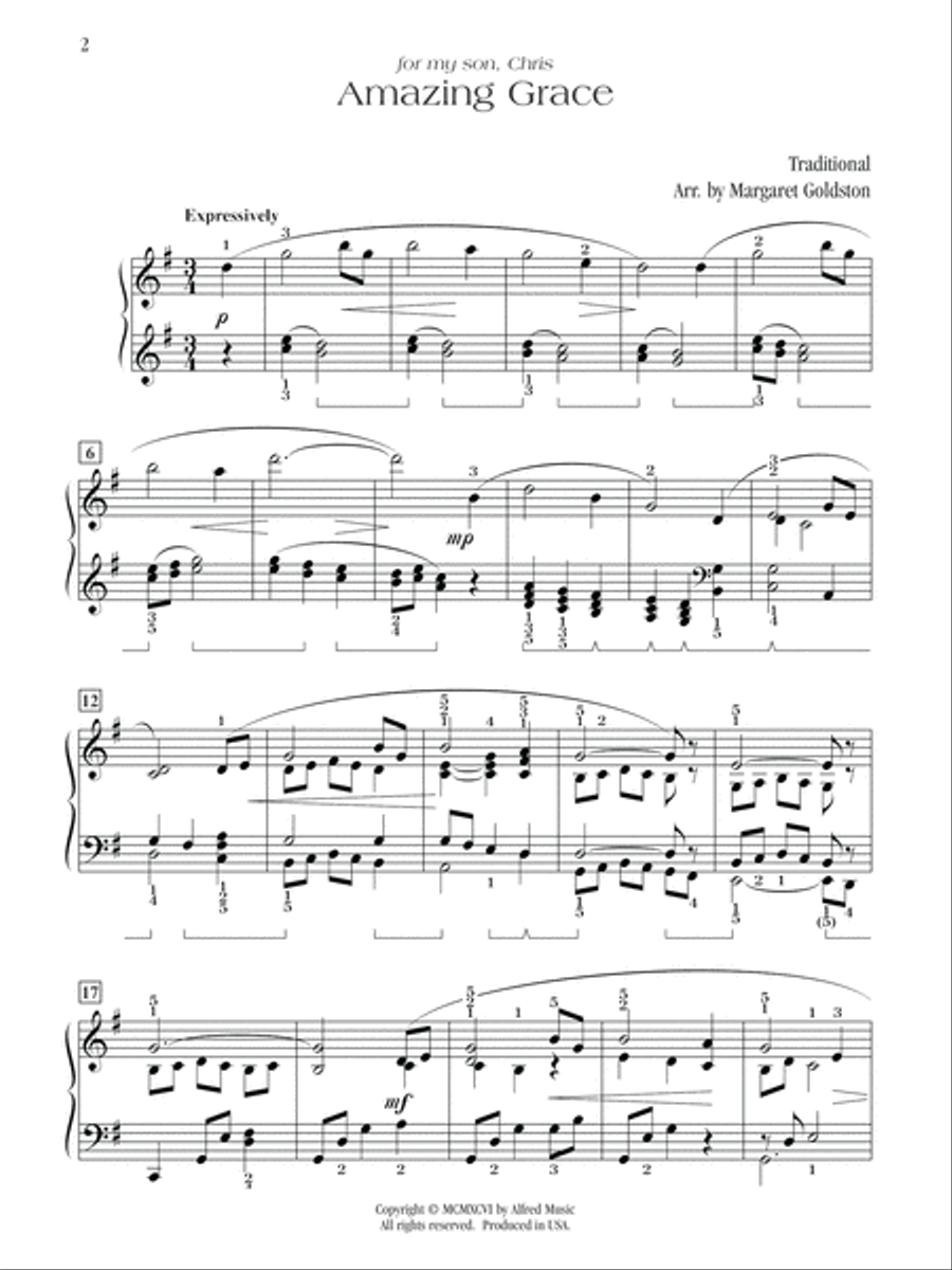 Amazing Grace Piano Solo scores gallery preview page 2