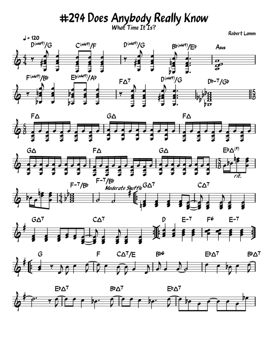 Does Anybody Really Know What Time It Is? Piano scores gallery preview page 1