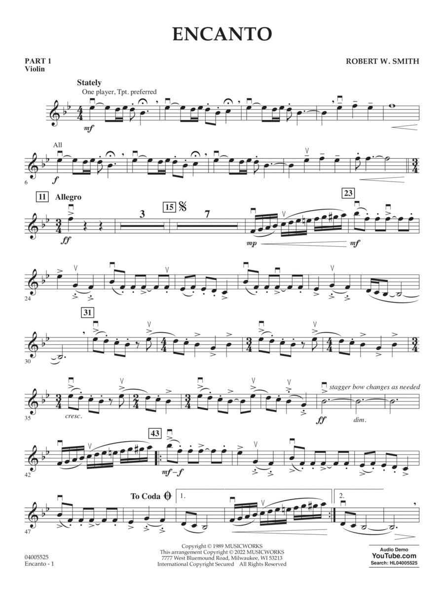 Encanto - Pt.1 - Violin Encanto - Pt.1 - Violin Concert Band scores gallery preview page 1