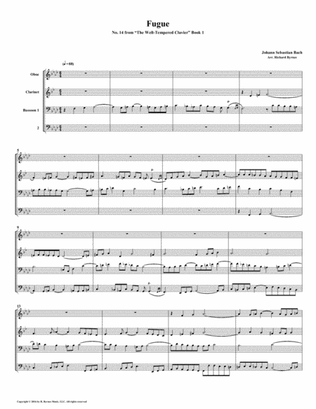 Fugue 14 from Well-Tempered Clavier, Book 1 (Woodwind Quartet)