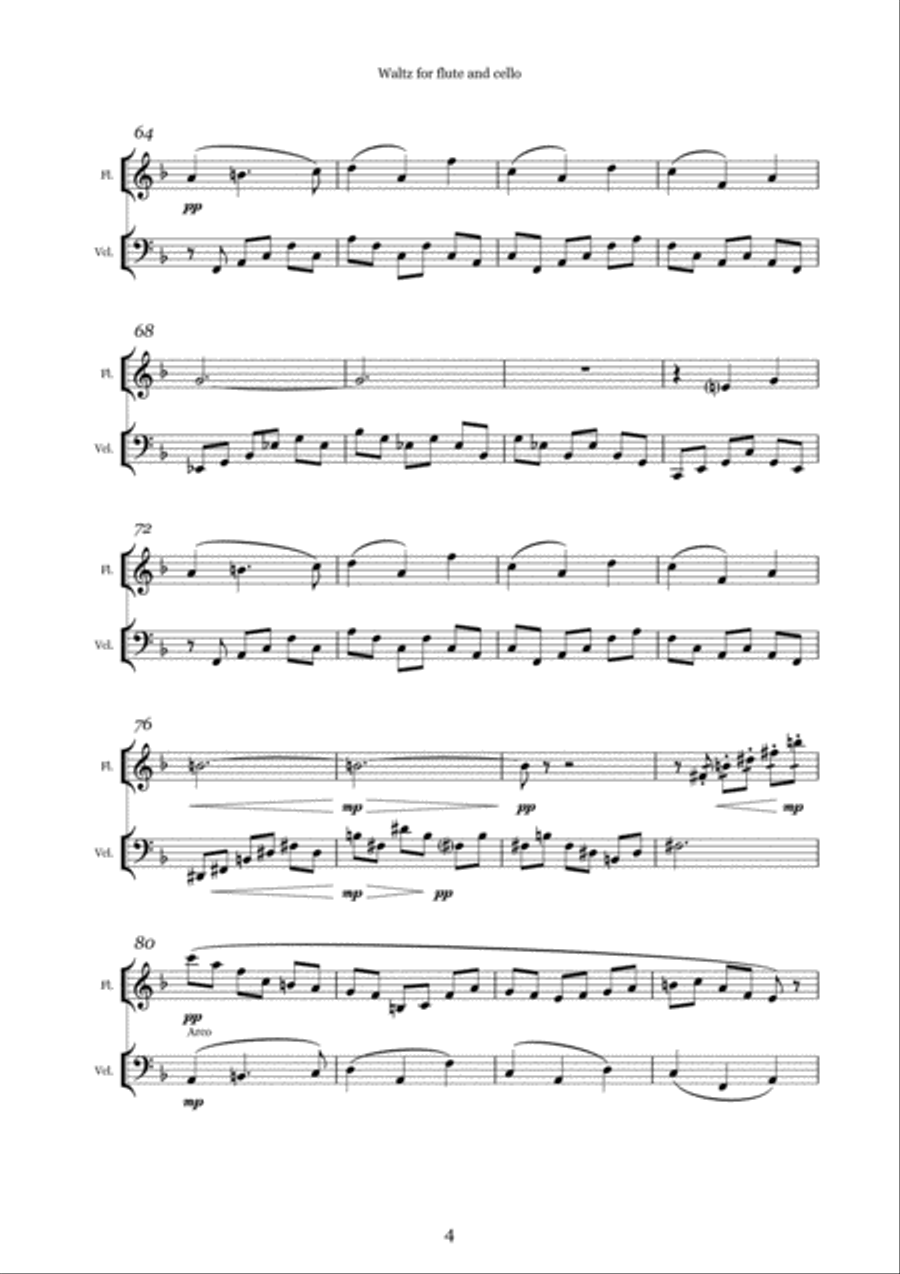 Waltz for Flute and Cello Flute scores gallery preview page 4