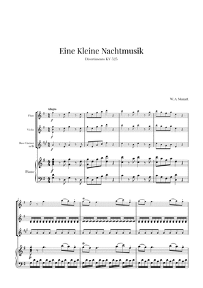 Eine Kleine Nachtmusik for Flute, Violin, Bass Clarinet and Piano