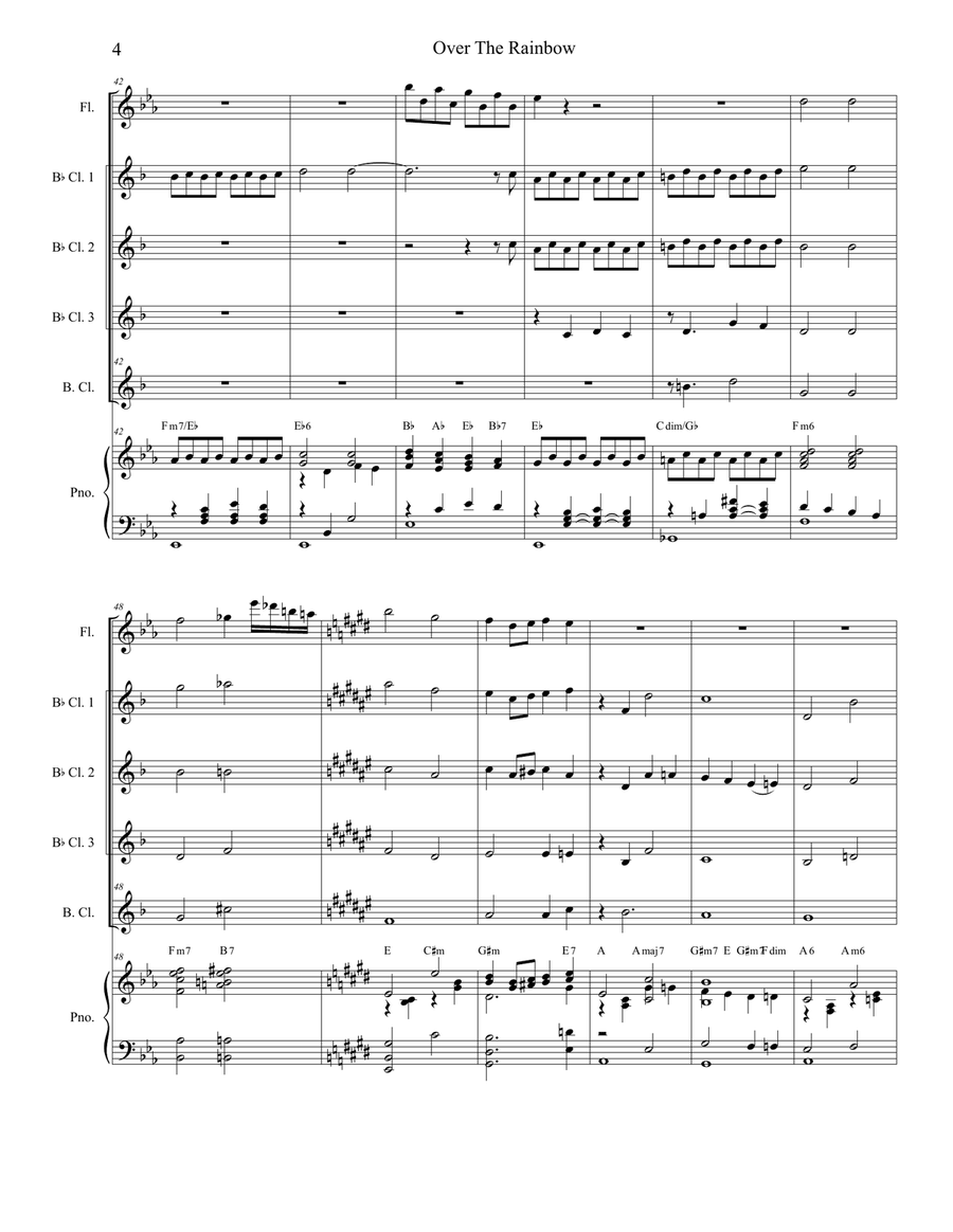 Over The Rainbow (from The Wizard Of Oz) Woodwind Quartet scores gallery preview page 4