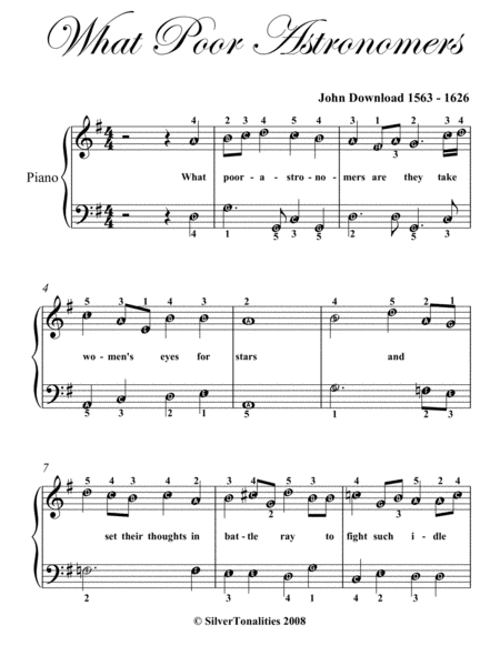 What Poor Astronomers Easy Piano Sheet Music