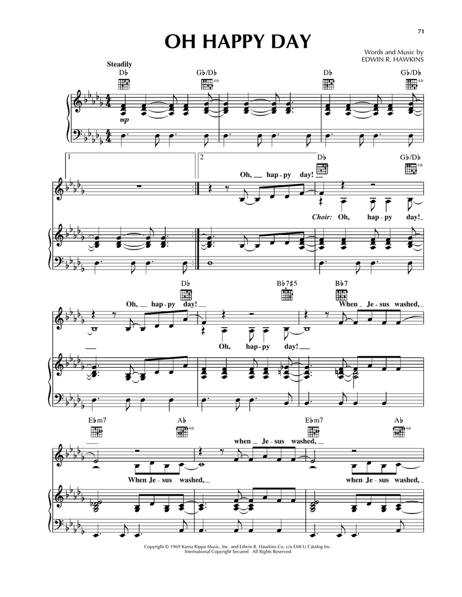 Oh Happy Day (from Sister Act 2) Piano, Vocal, Guitar scores gallery preview page 1