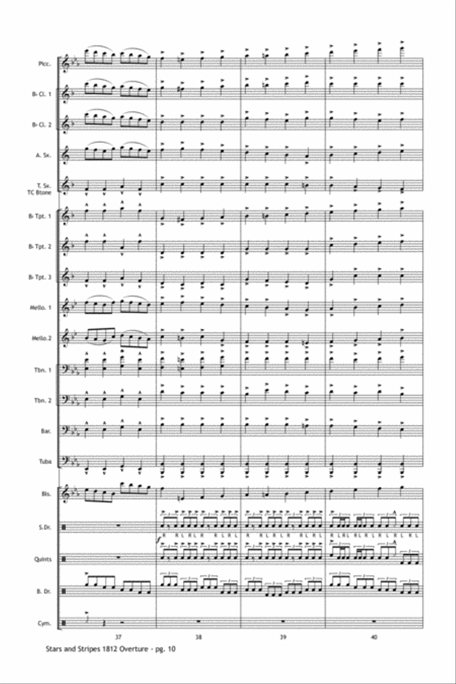 Stars and Stripes 1812 Overture Marching Band scores gallery preview page 11