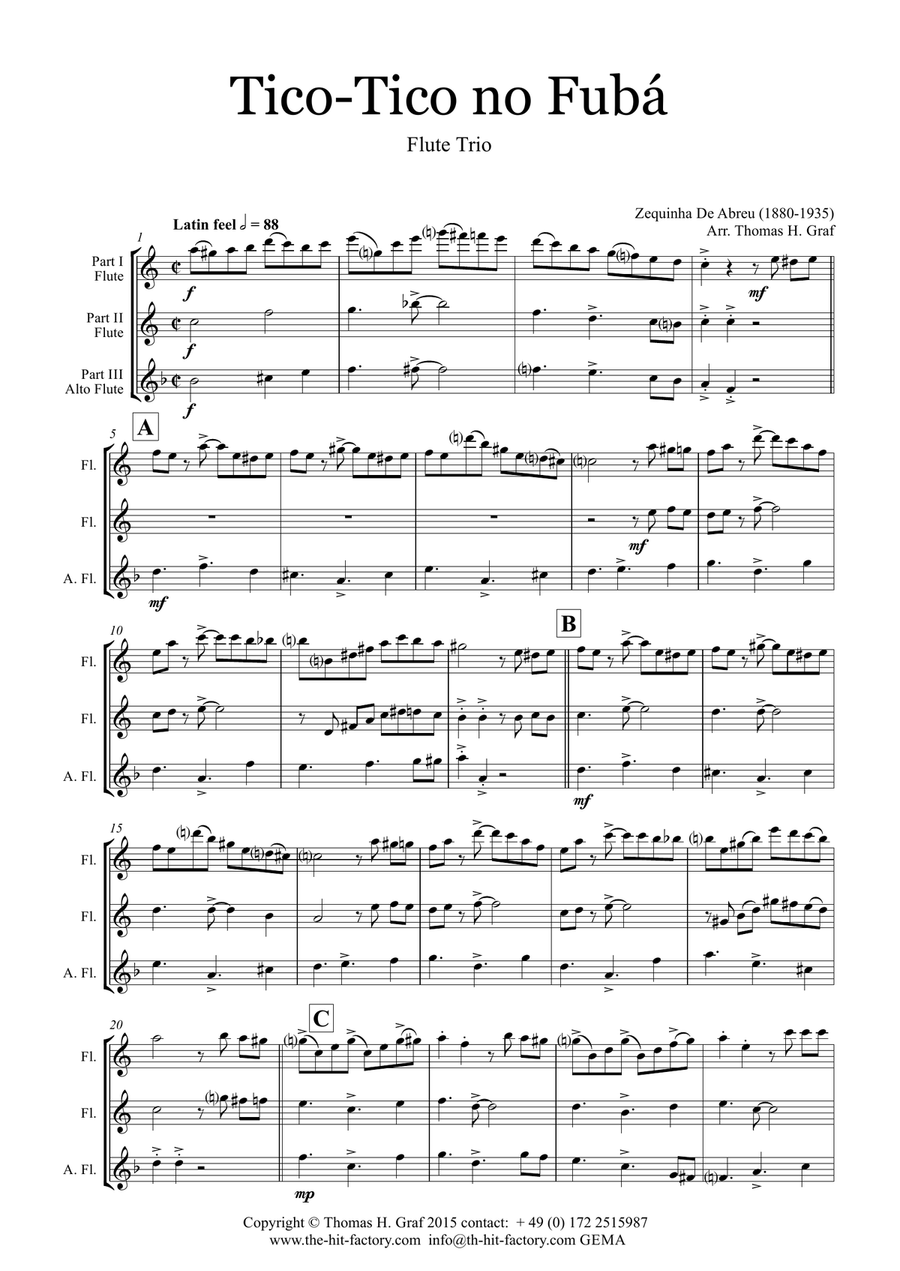 Tico-Tico no Fubá - Choro - Flute Trio Flute Trio scores gallery preview page 1