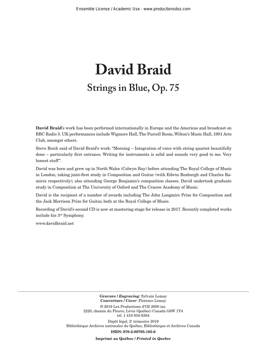 Strings in Blue, Op. 75