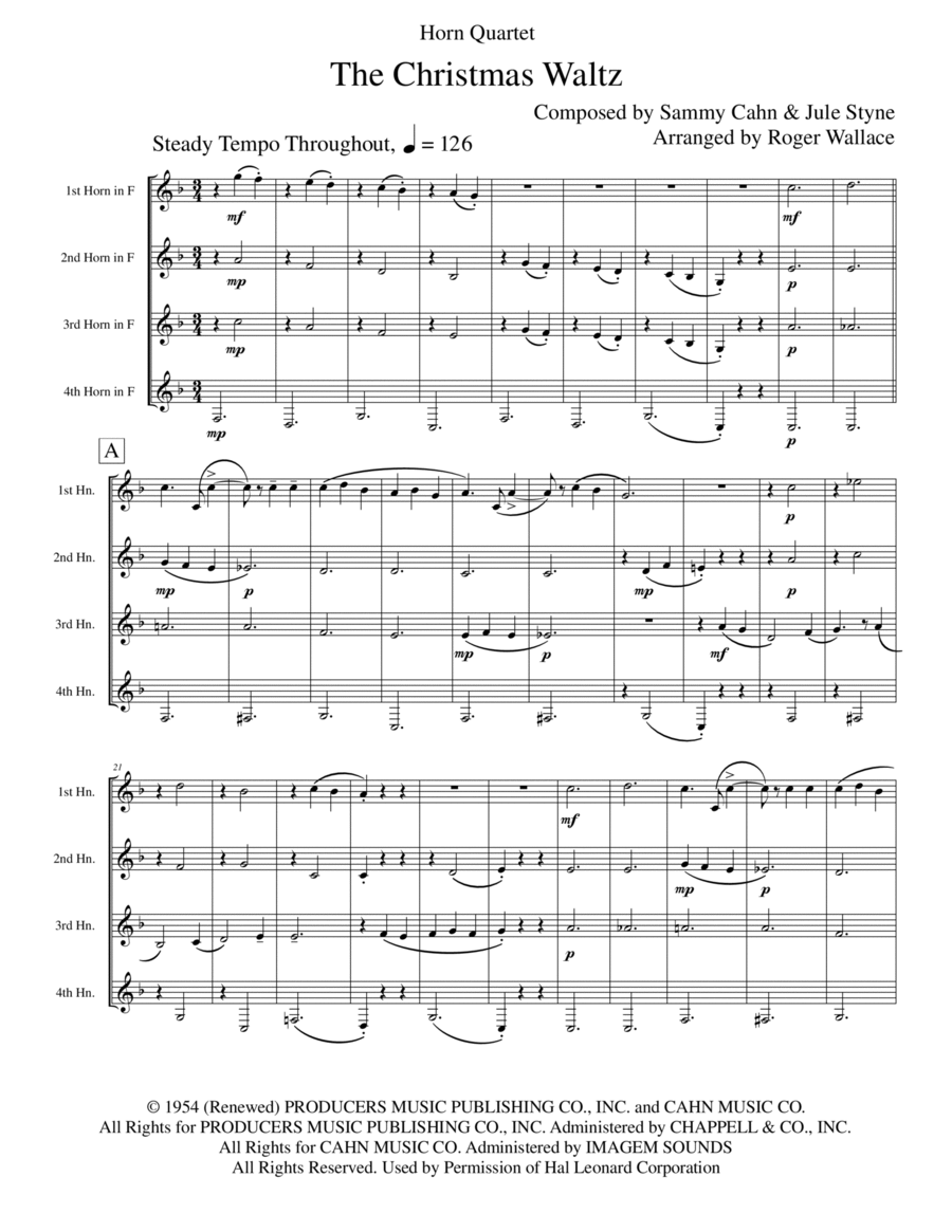 The Christmas Waltz The Christmas Waltz Brass Quartet scores gallery preview page 1