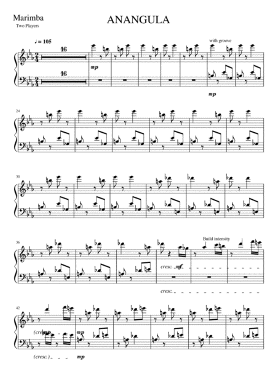 ANANGULA - an Australian Piece (Marimba) Marimba scores gallery preview page 1