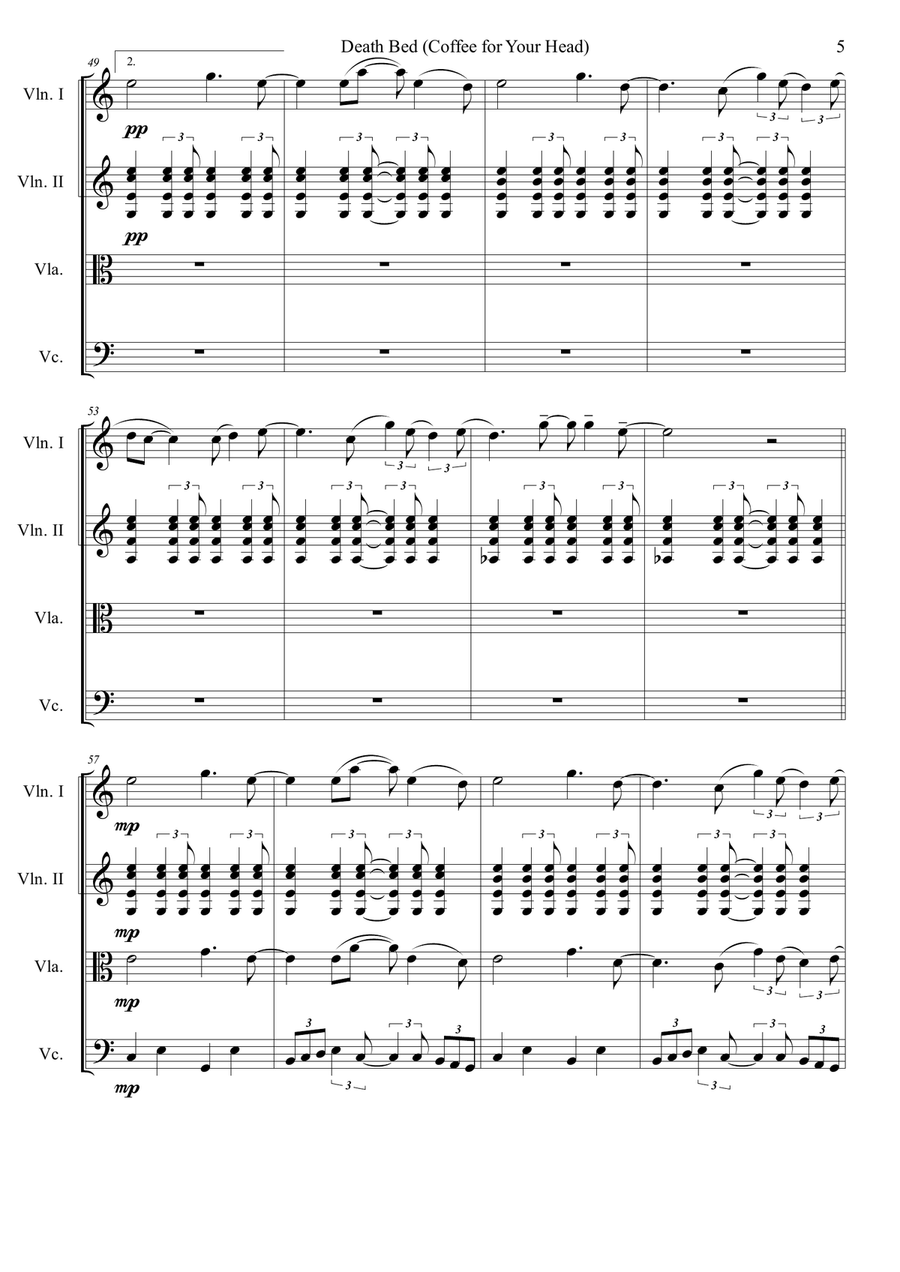 Death Bed String Quartet scores gallery preview page 5