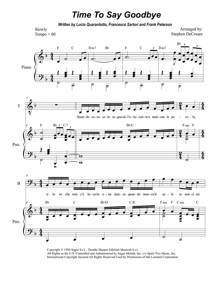 Time To Say Goodbye Vocal Duet scores gallery preview page 1