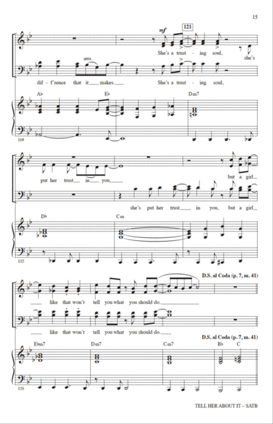Tell Her About It (arr. Jack Zaino) 4-Part scores gallery preview page 13