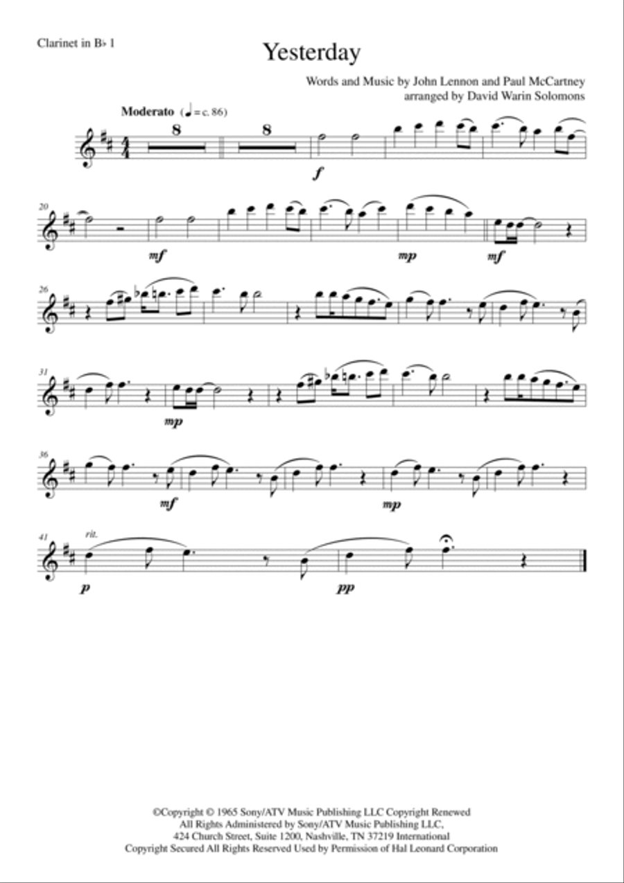 Yesterday Woodwind Trio scores gallery preview page 3