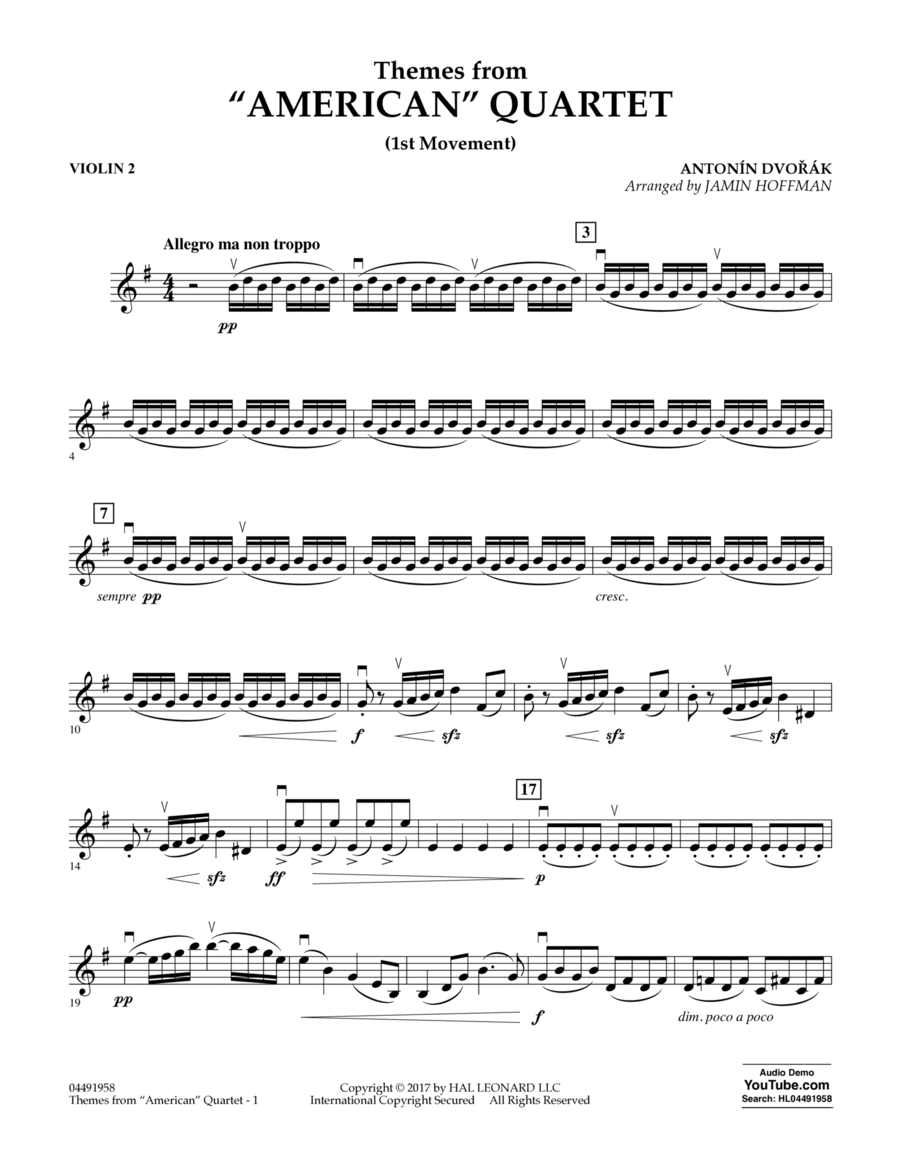 Themes from American Quartet, Movement 1 - Violin 2