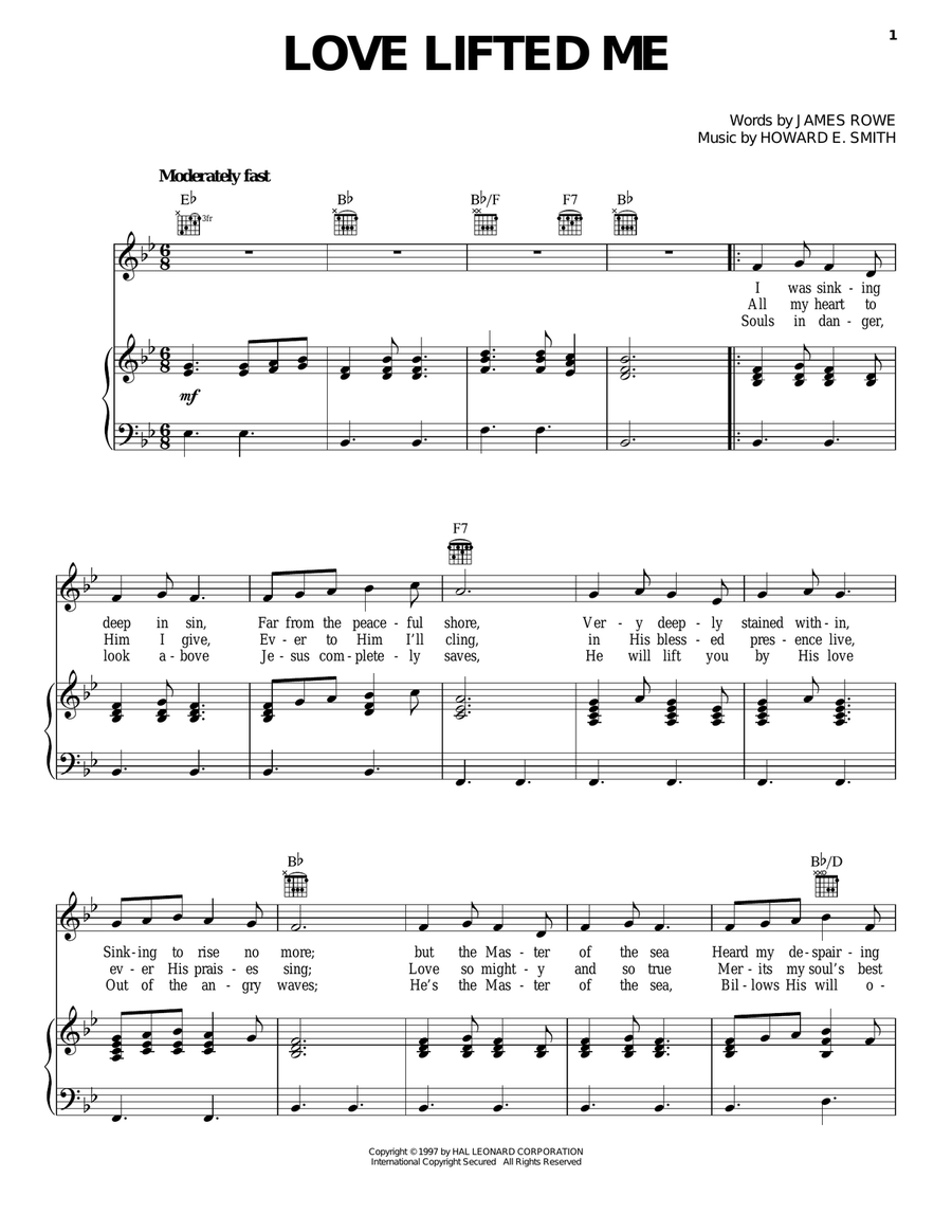 Love Lifted Me Piano, Vocal, Guitar scores gallery preview page 1