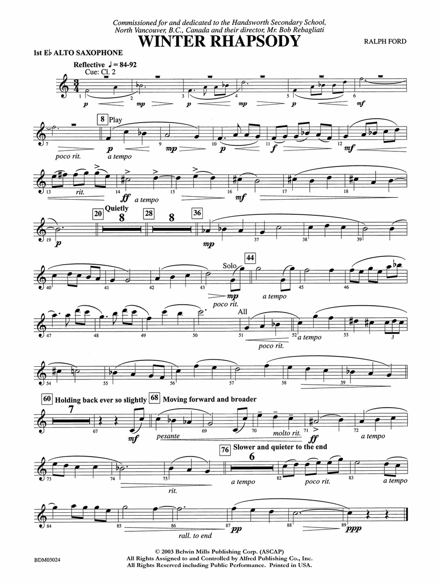 Winter Rhapsody: E-flat Alto Saxophone