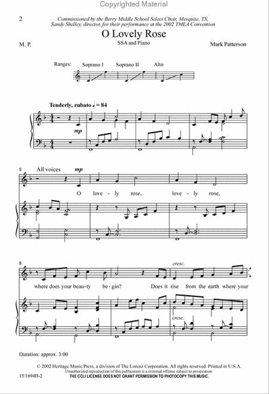 O Lovely Rose SSA scores gallery preview page 2