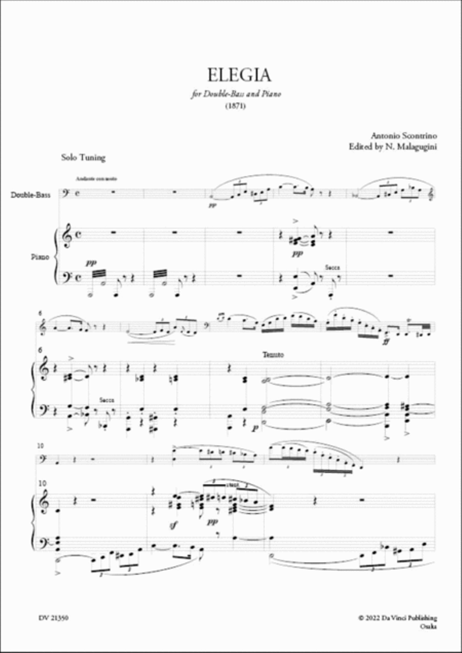 Elegia, for Double-Bass and Piano Double Bass scores gallery preview page 2