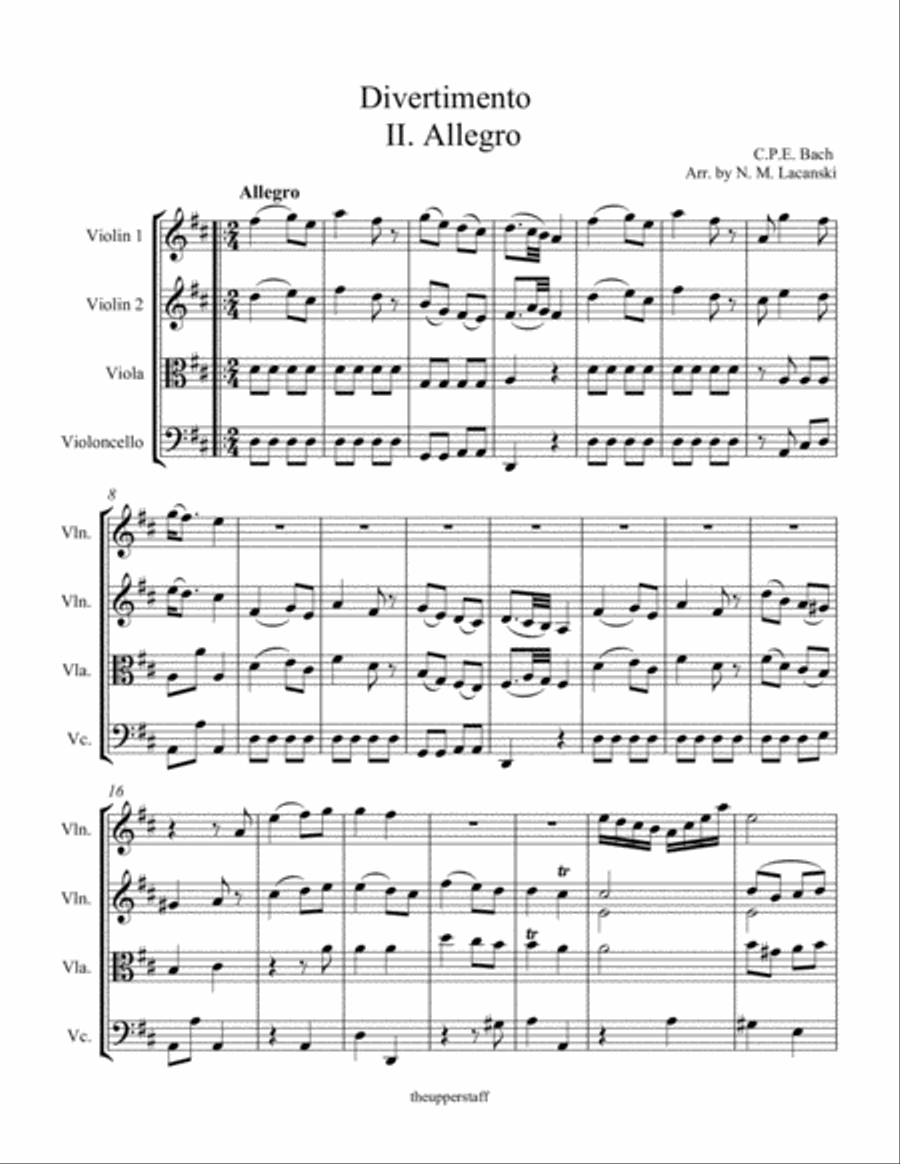 Divertimento II. Allegro Divertimento II. Allegro String Quartet scores gallery preview page 2