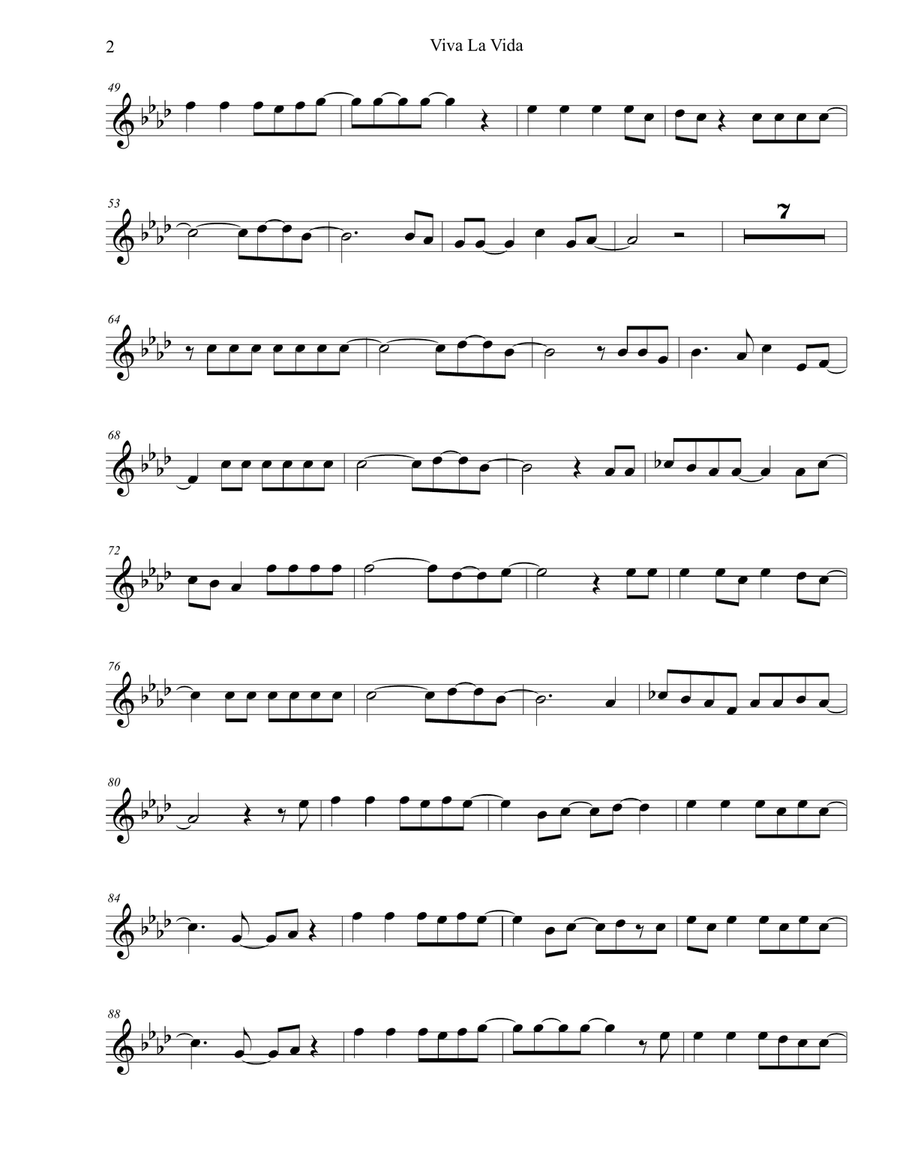 Viva La Vida Violin Solo scores gallery preview page 2