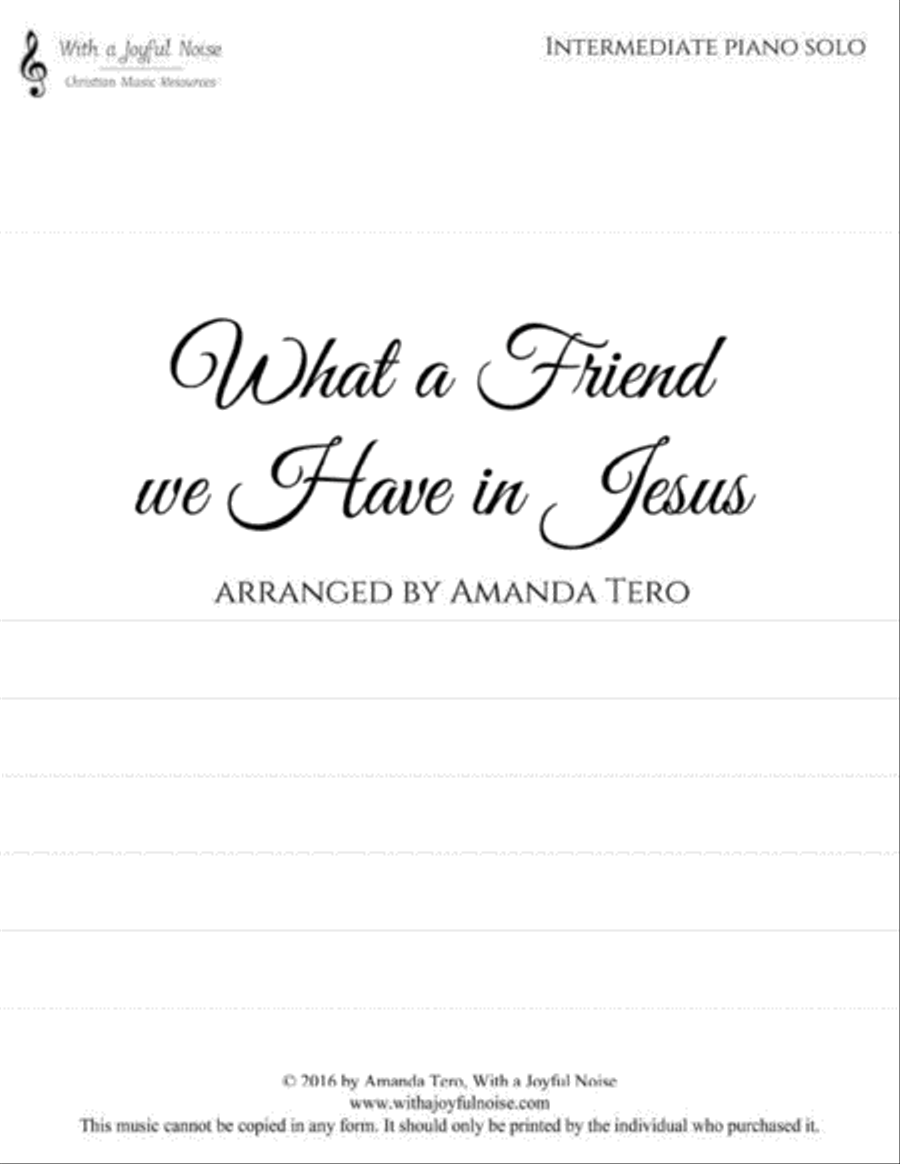 What a Friend (we have in Jesus) Piano Solo scores gallery preview page 2