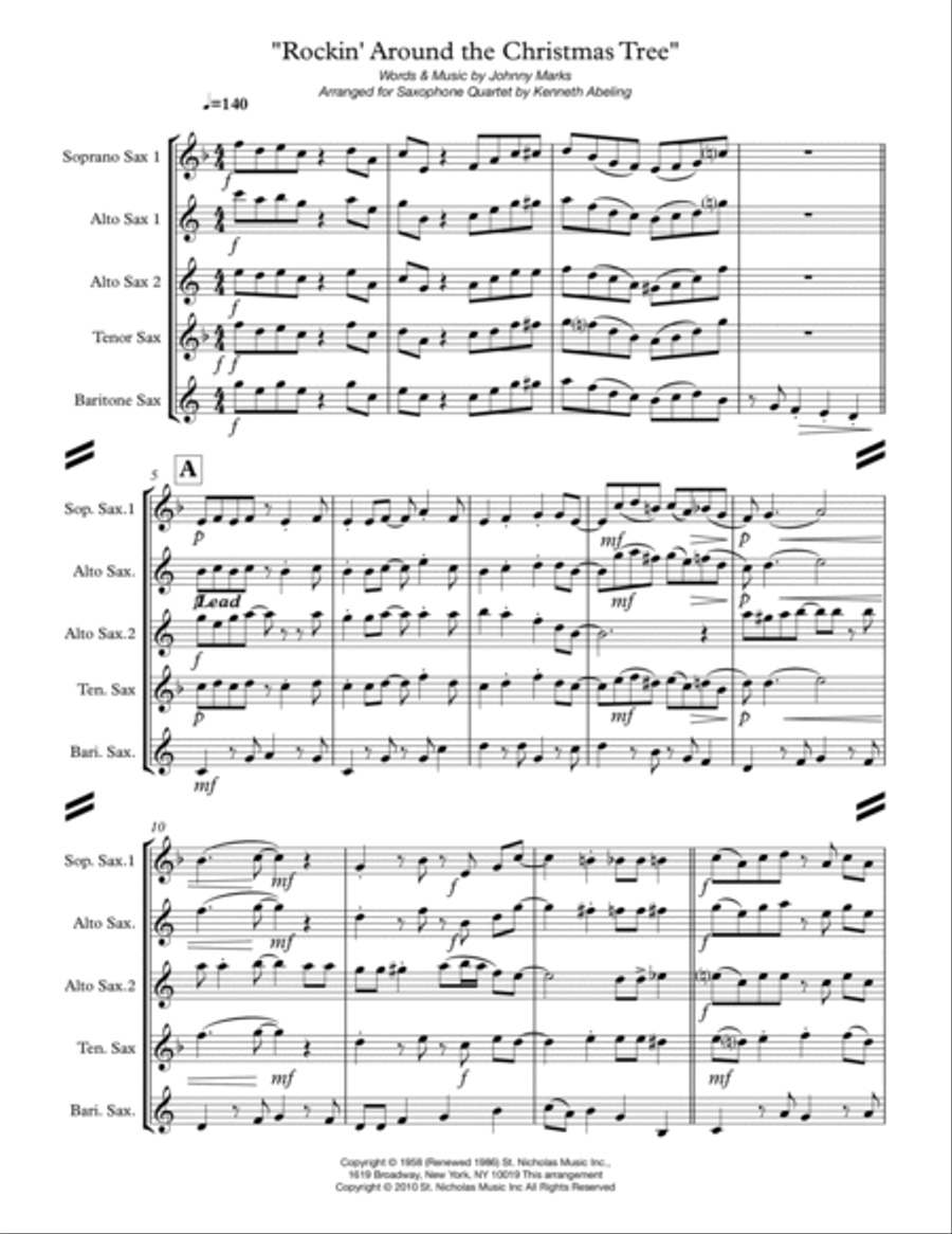 Rockin' Around The Christmas Tree Woodwind Quartet scores gallery preview page 2