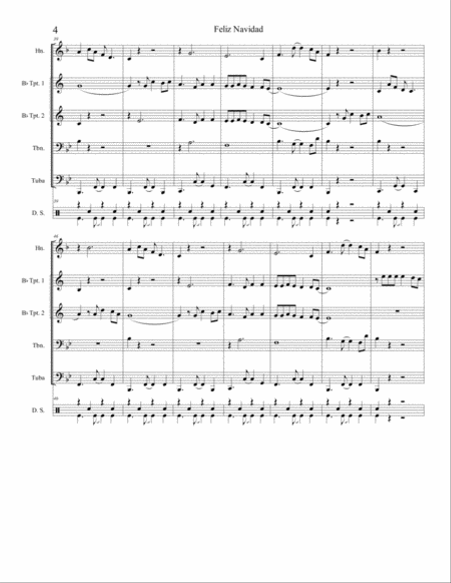 Feliz Navidad Brass Ensemble scores gallery preview page 5