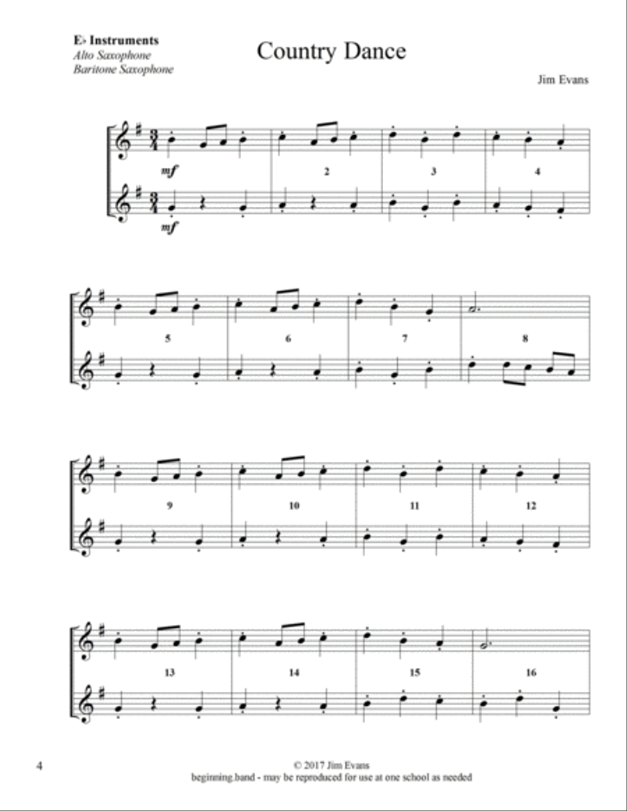 Elementary Duets, Volume 1, for Alto/Baritone Saxophone Woodwind Duet scores gallery preview page 4