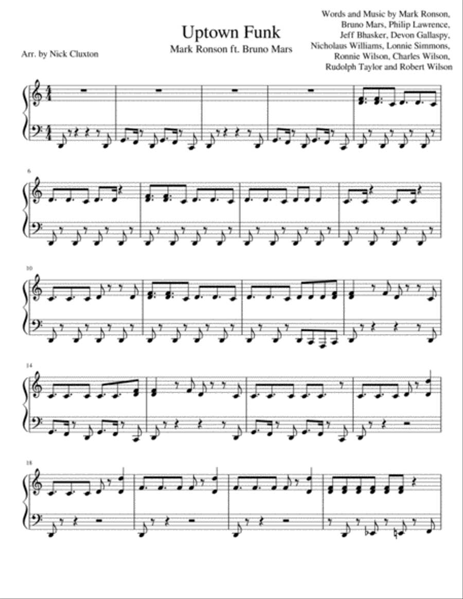 Uptown Funk Easy Piano scores gallery preview page 1