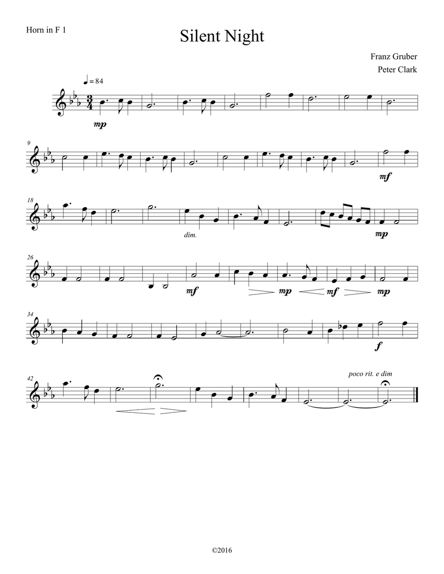 Silent Night: for Horn Quartet French Horn Quartet scores gallery preview page 4