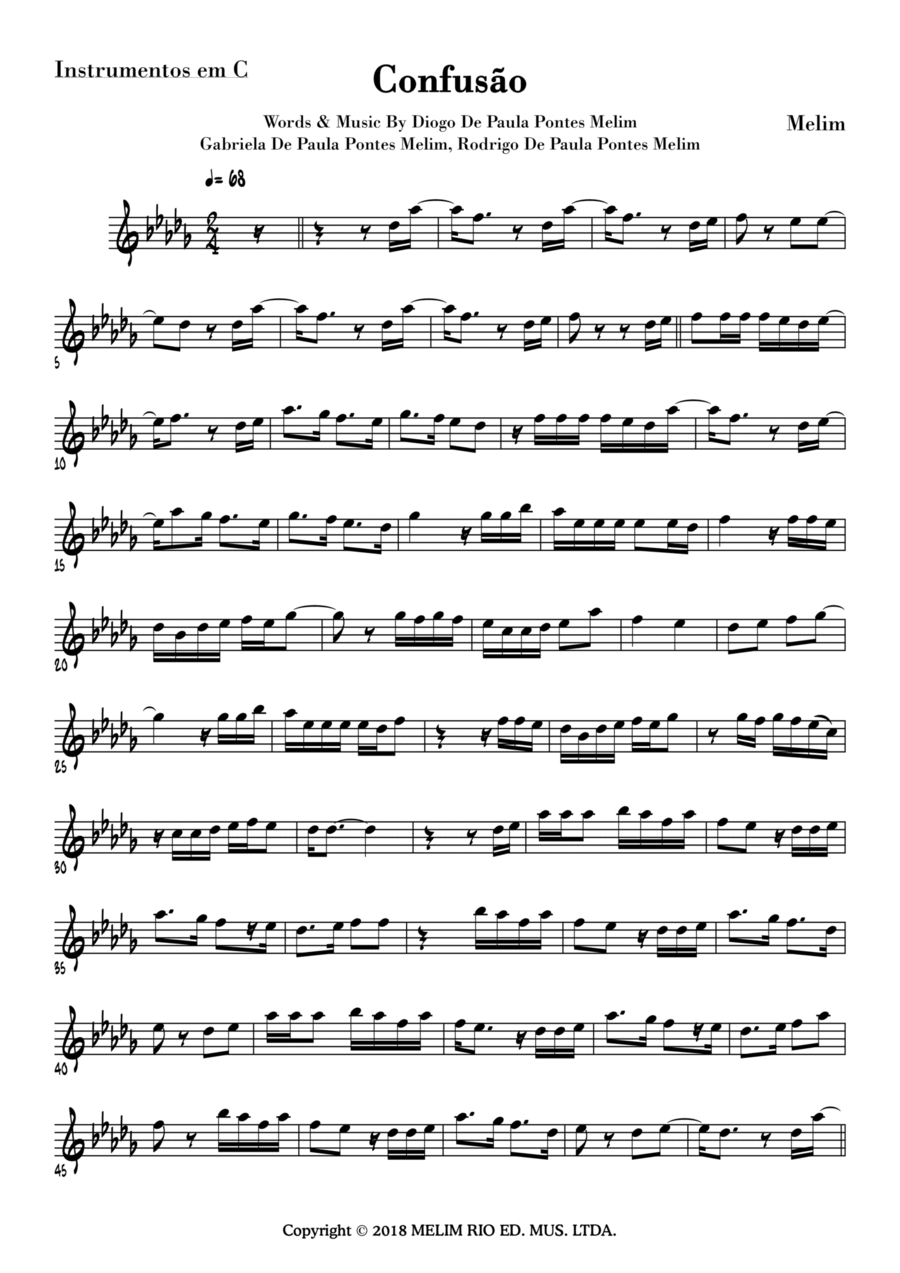 Confusao Flute Solo scores gallery preview page 1