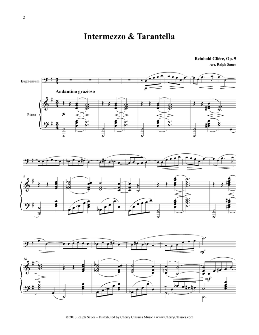 Intermezzo and Tarantella for Euphonium & Piano Euphonium scores gallery preview page 2